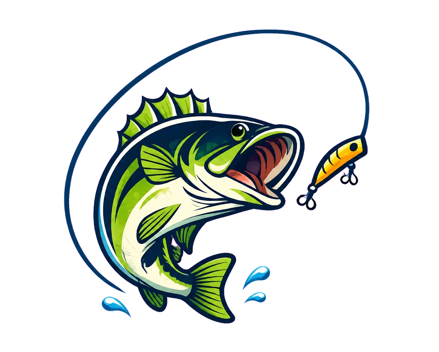 魚とルアーの深海フィッシングイラスト